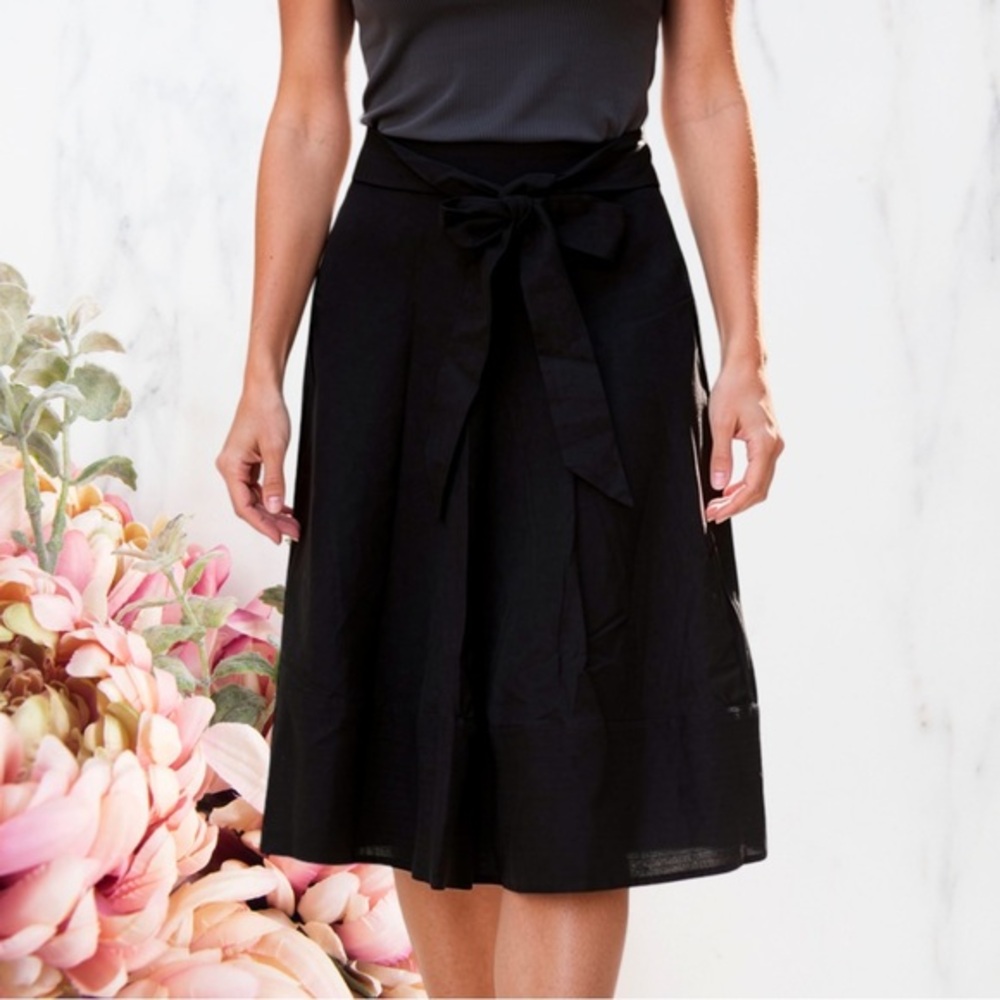 Lauren Ralph Lauren Black Linen Tie Back Midi- SZ 0